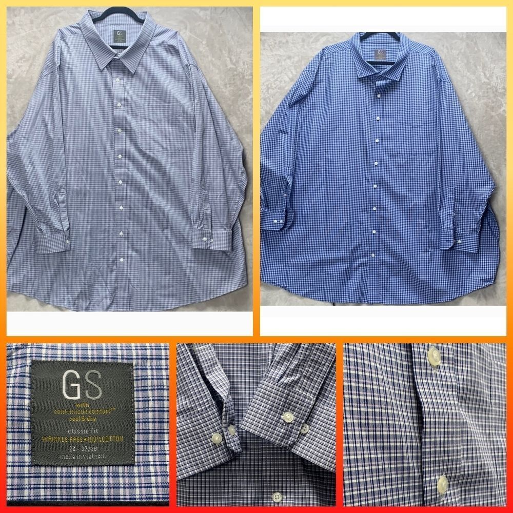GS 24 37/38 MEN LONG SLEEVE CLASSIC FIT BUTTON DOWN SHIRT QTY 2